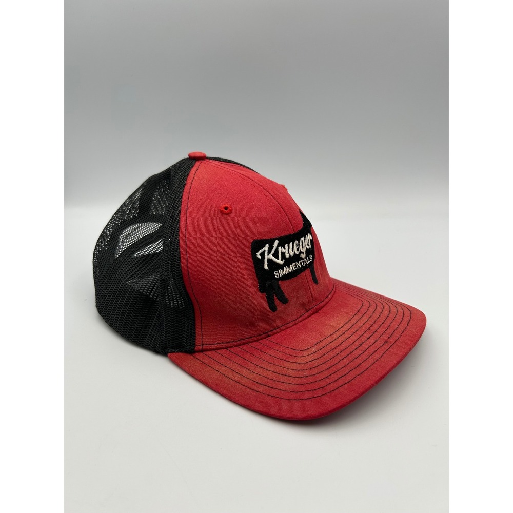 Richardson 112 Krueger Simmentals Trucker Hat Red Black Snapback Cap B1162